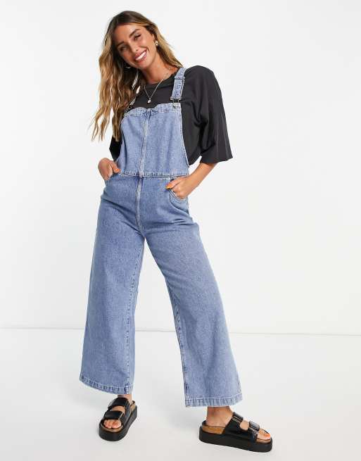 MANGO Wide-Leg Denim Dungarees