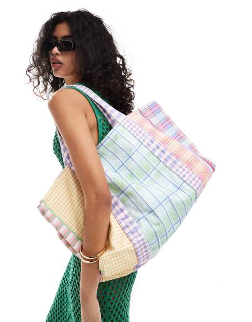 Mango – Duża torba typu shopper w kolorową kratkę o różnych fasonach, 2 z 4