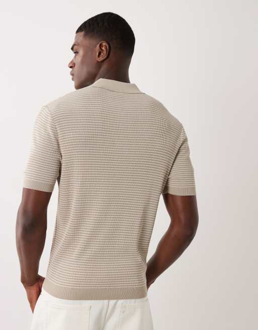 Mango – Dzianinowa koszulka polo w drobne paski w kolorze ecru, 3 z 5