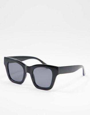 Mango – Eckige Cat-Eye-Sonnenbrille in Schwarz