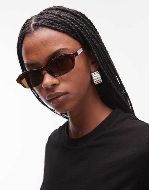 Mango – Eckige Sonnenbrille in Braun in Schildpattoptik