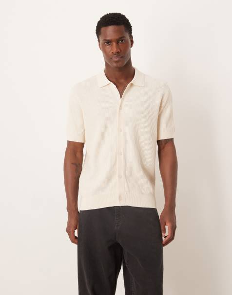 Mango - Ecrufarvet strikket cardigan i 100% bomuld med vaffeltekstur og knapper - view 1