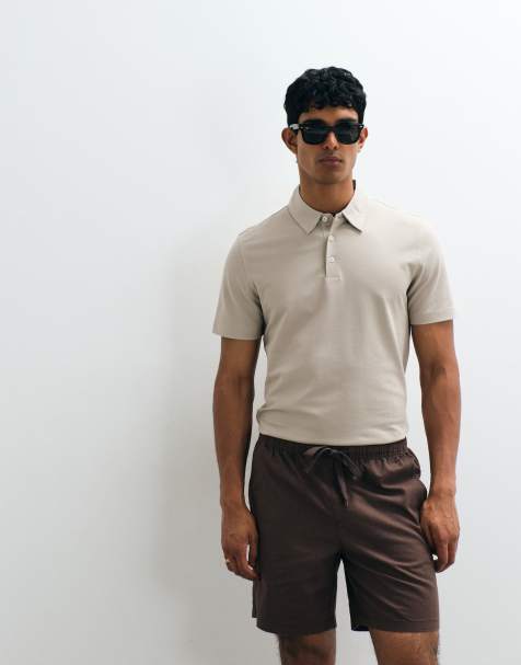 Mango - Ecrufarvet T-shirt i regular fit med polokrave - view 1
