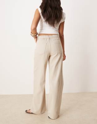 Mango Elastic Waist Pleat Front Jeans In Neutral