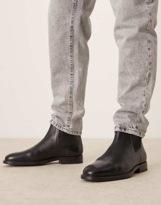 Mango elasticated detail chelsea boot in black