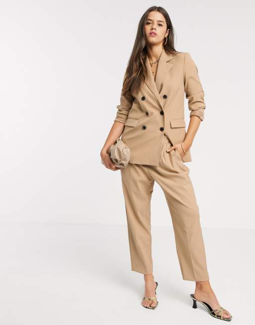 Mango elasticated tailored pants two-piece in camel | ASOS