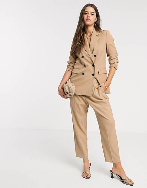 Mango elasticated tailored trouser co-ord in camel