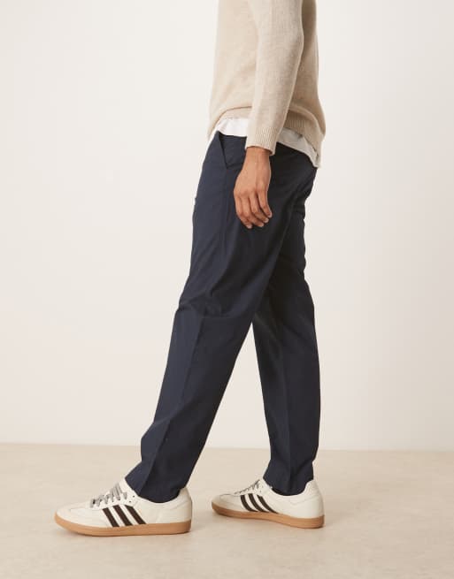Mango elasticated waist cotton trousers in navy, 5 of 5