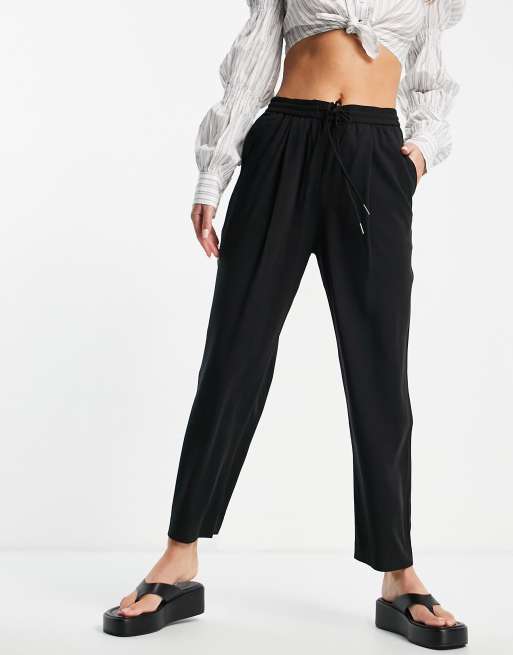 Mango elasticated waist pants in black ASOS