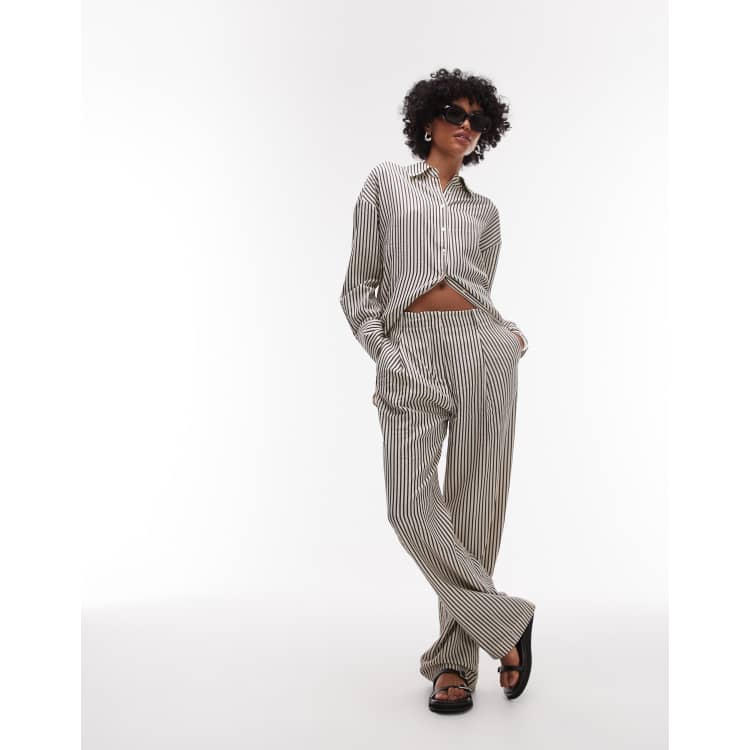 VIP【関税送料無料】希少 ALYSI STRIPED TROUSERS AIHUKOCY Women Drawstring Stripe Wide Leg Casual Trousers