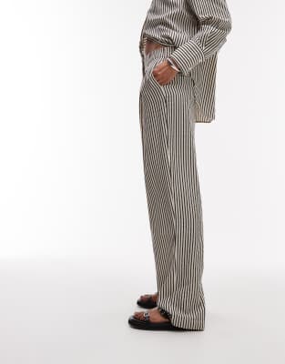 Mango Elasticated Waist Staight Leg Stripe Pants