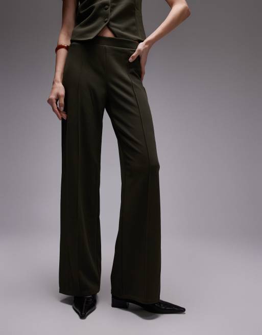 Mango elasticated waist straight leg trousers co-ord in khaki , 5 of 5