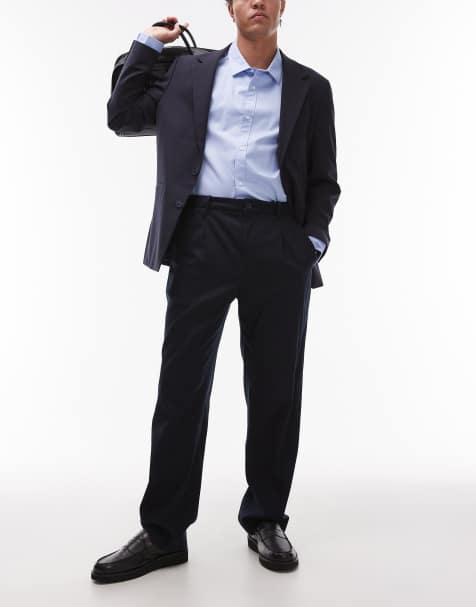 Mango elasticated waist tailored trouser in navy - view 1