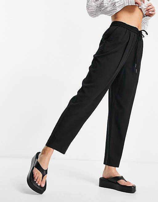 Trousers & Leggings Mango elasticated waist trouser in black 