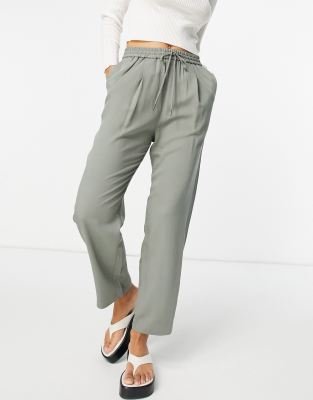 Mango elasticized waist pants in aqua 