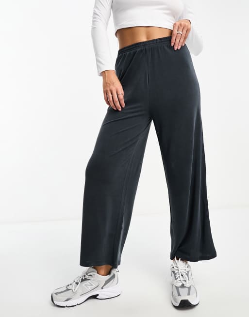 Mango elasticized waist slouchy pants in dark blue