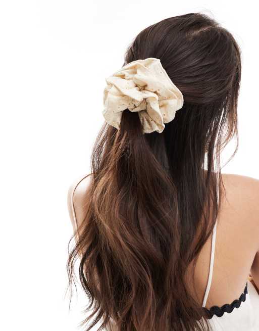 Mango - Elastico per capelli in pizzo beige