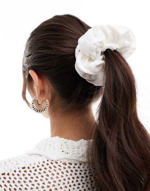 Mango - Elastico per capelli in pizzo bianco