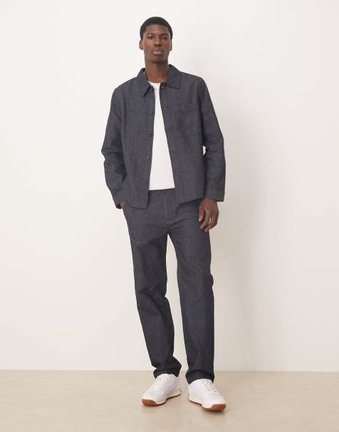 Mango – Electra – Indigoblå, raka jeans av bomullsmix, del av set - view 1