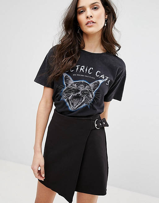 Mango Electric Cats Print T-Shirt