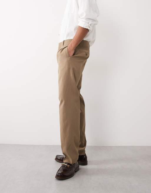 Mango – Eleganckie spodnie o prostym kroju w jasnym kolorze khaki, 3 z 5