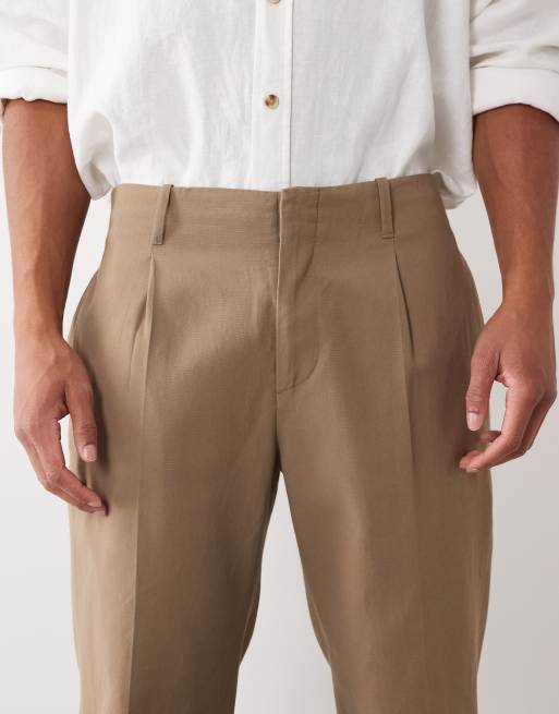 Mango – Eleganckie spodnie o prostym kroju w jasnym kolorze khaki, 4 z 5