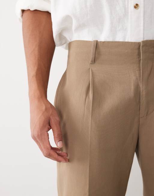 Mango – Eleganckie spodnie o prostym kroju w jasnym kolorze khaki, 5 z 5