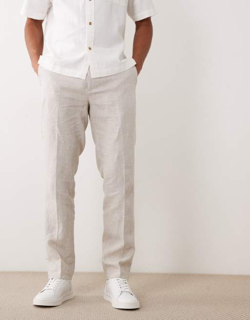 Mango – Eleganckie spodnie o prostym kroju z lnu 100% w kolorze ecru, 5 z 5