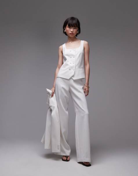 Mango - Elegant linnen pak met stretch in wit - view 1