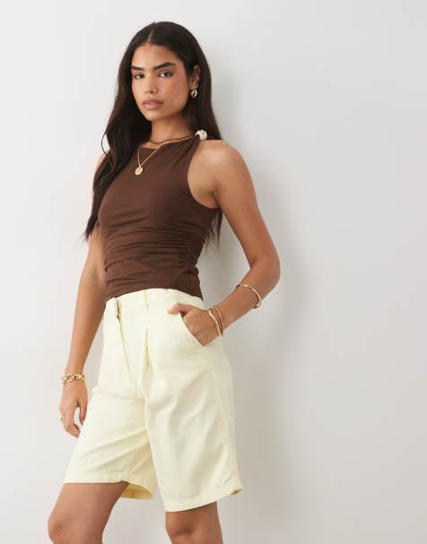 Mango - Elegante bermudashort in pastelgeel - view 1