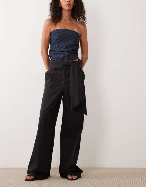 Mango - Elegante broek met gestrikte taille in zwart - view 1