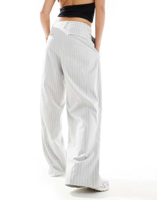 Mango - Elegante broek met knopen aan de voorkant en krijtstreep in lichtblauw, 5 van 5
