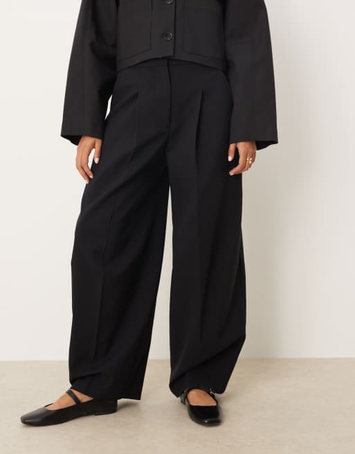 Mango - Elegante broek met wijde ronde pijpen in zwart, deel van co-ord set, 2 van 5
