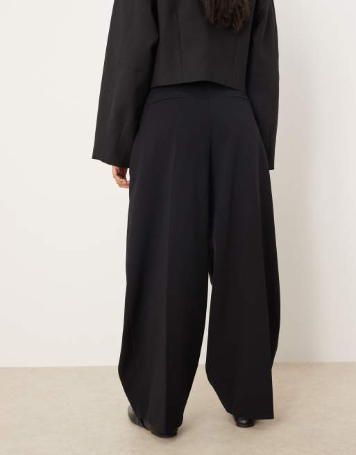 Mango - Elegante broek met wijde ronde pijpen in zwart, deel van co-ord set, 4 van 5