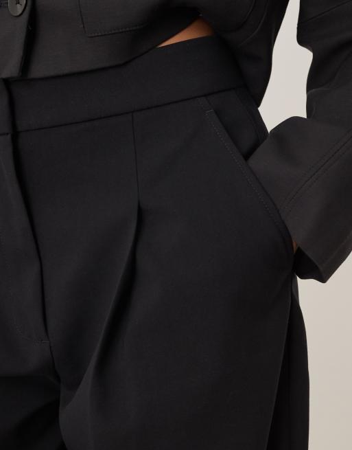 Mango - Elegante broek met wijde ronde pijpen in zwart, deel van co-ord set, 5 van 5