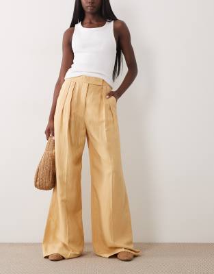Elegante Hose aus Leinenmix in Gelb Gelb 42