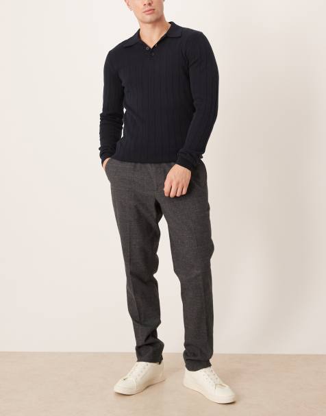 Mango – Elegante Hose aus Tweed in Marineblau - view 1