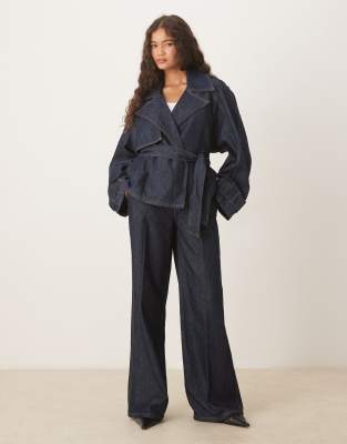 Mango - Elegante Hose in Blau mit Jeansoptik, Kombiteil