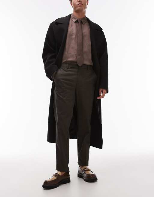 Mango – Elegante Hose in Braun mit Fischgrätmuster