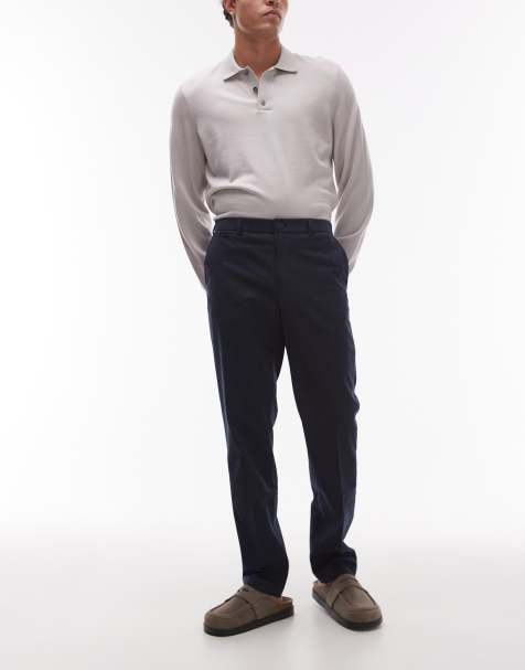 Mango – Elegante Hose in Marineblau mit Fischgrätmuster - view 1