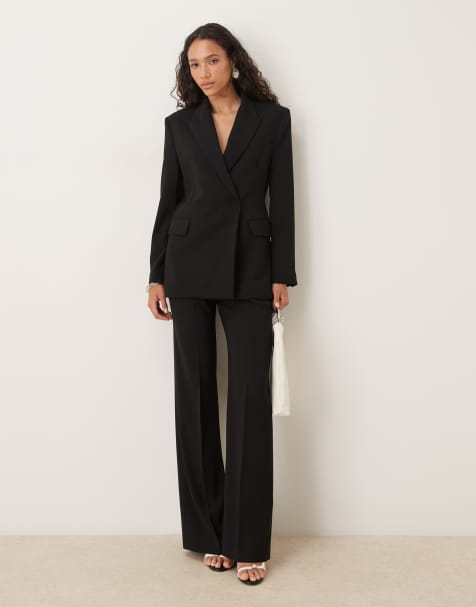 Mango – Elegante Hose in Schwarz mit Biese vorne, Kombiteil - view 1
