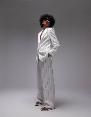 Mango - Elegante Hose in Weiß mit Nadelstreifen, Kombiteil