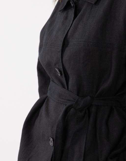 Mango – Elegante Jacke aus reinem Leinen in Schwarz mit Gürtel, 4 von 4