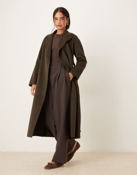 Mango - Elegante jas met strikceintuur in kaki - view 1