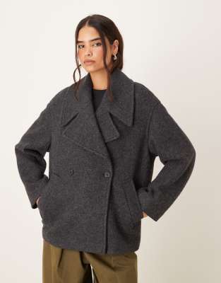 Mango - Elegante, kurze Jacke aus Wollmix in Grau