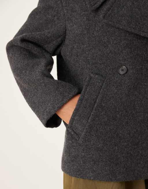 Mango – Elegante, kurze Jacke aus Wollmix in Grau, 3 von 4