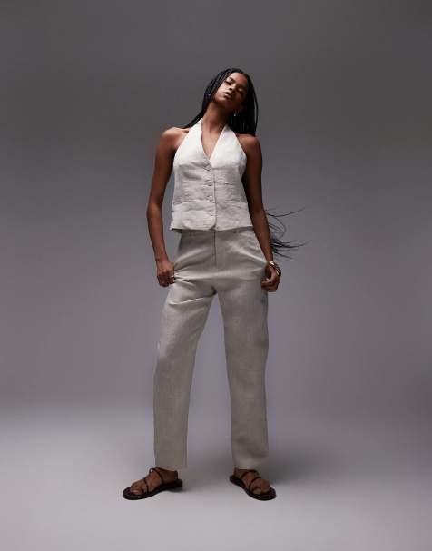 Mango – Elegante Leinenhose in Ecru, Kombiteil - view 1