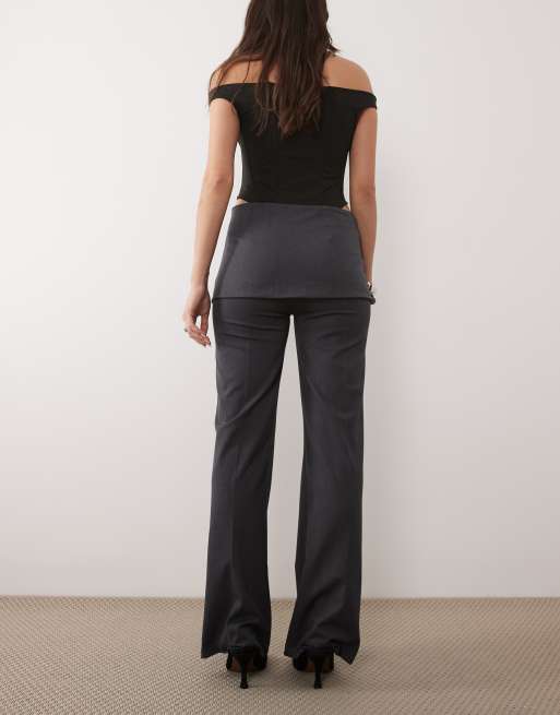 Mango - Elegante rechte broek met rok-overlay in antracietgrijs, 5 van 5