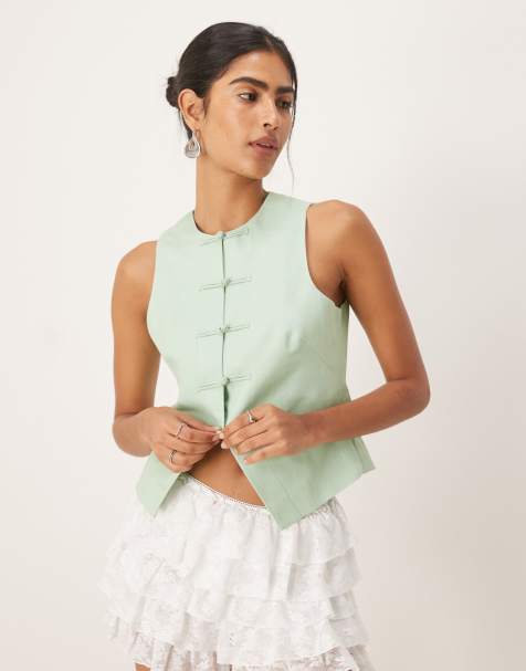 Mango - Elegante top met knopen in mintgroen - view 1