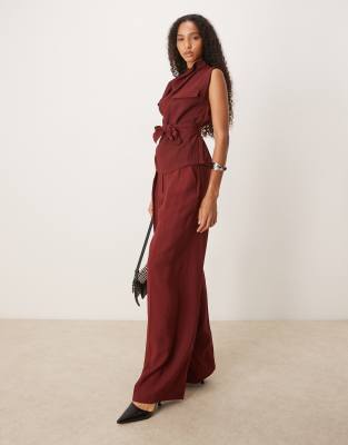 Mango - Elegante weite Hose in Rot, Kombiteil